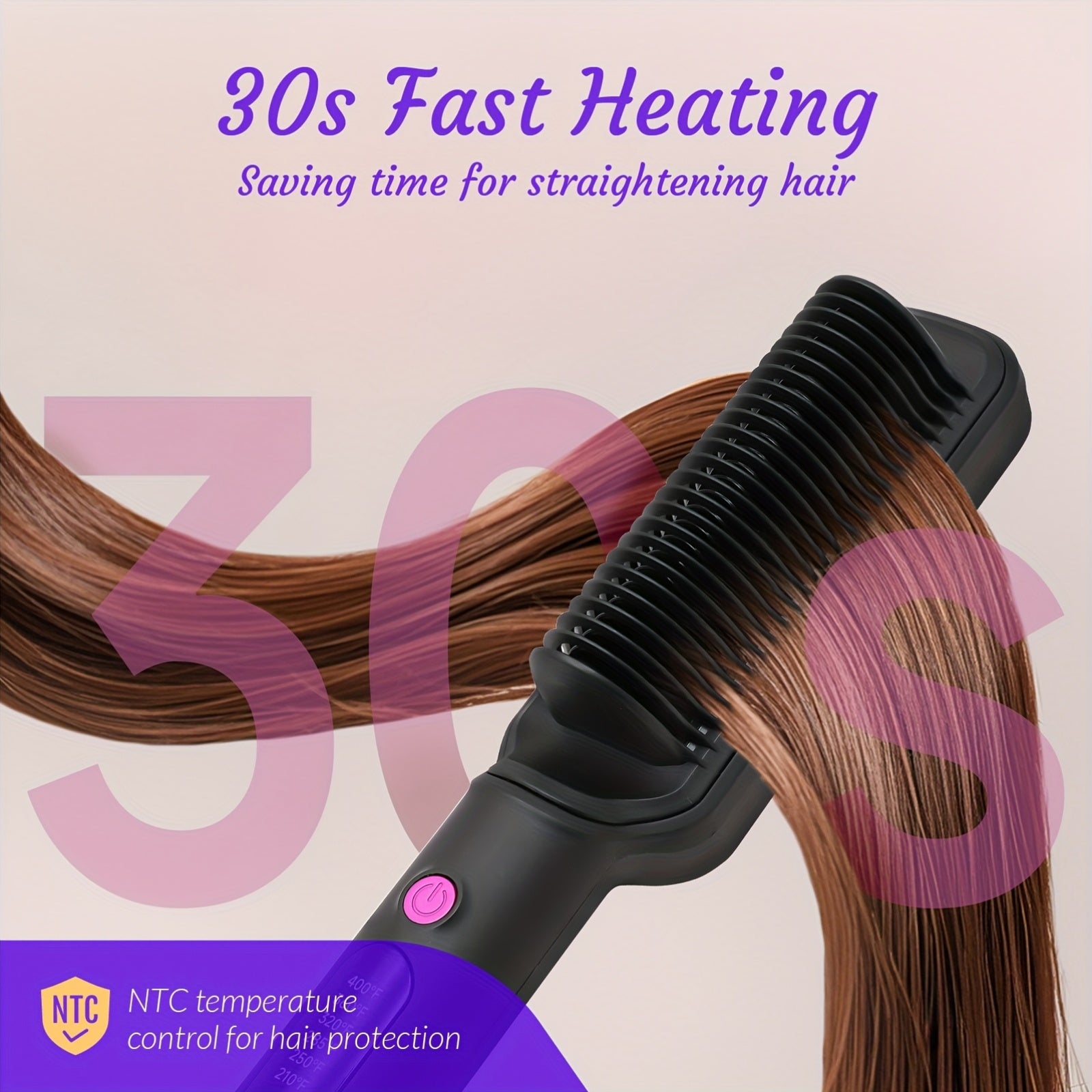 Hair Straightener Brush, Ionic Hair Straightening Brush Flat Iron For Women, Anti-Scald Straightening Comb Fast Heating For Home Salon, Precise Temperature Control And Heats Up Fast, Auto Shuts Off, Christmas, Happy Holidays,